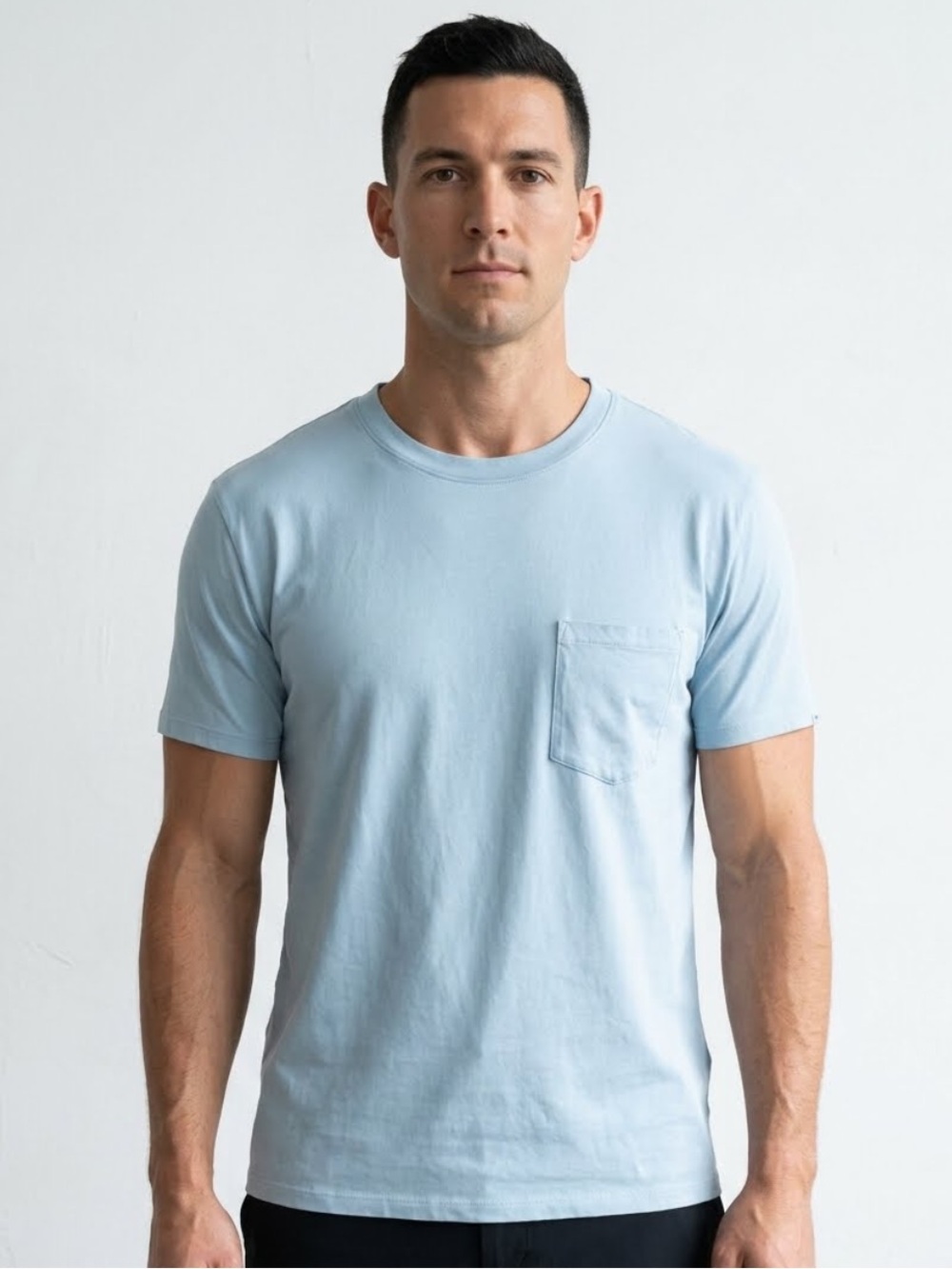 AYR Crewneck Cotton Pocket T-shirt Top Knit Short Sleeve Top Casual Soft L